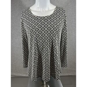 Habitat Clothes To Live In Top Ladies Sz Lg Ribbed Lagenlook Black/White NWT